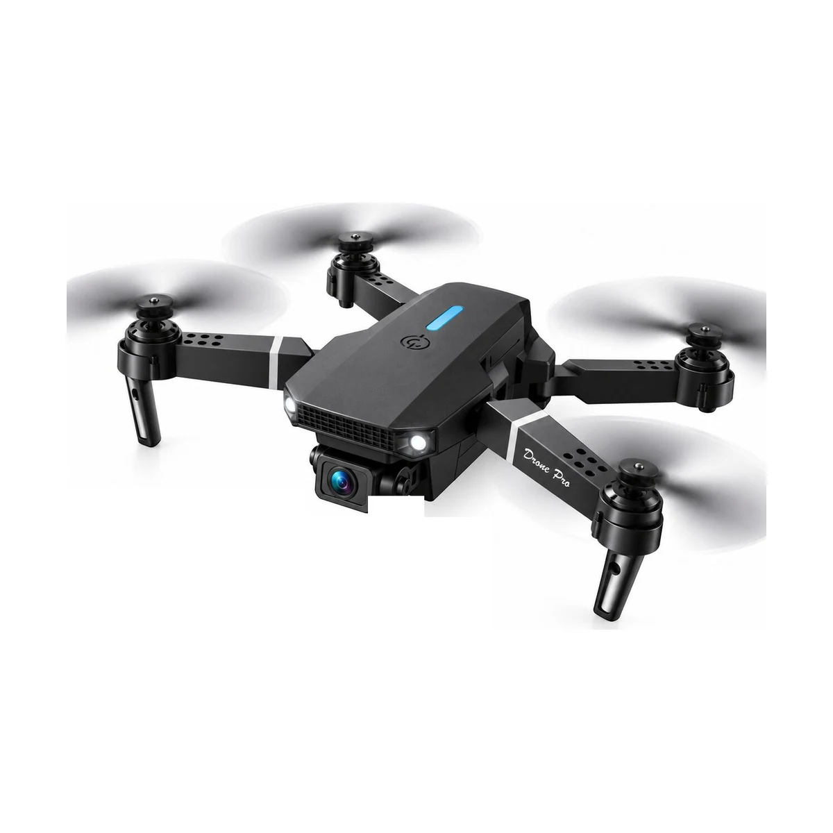 Drone E88 Pro plegable negro con cámara, volando