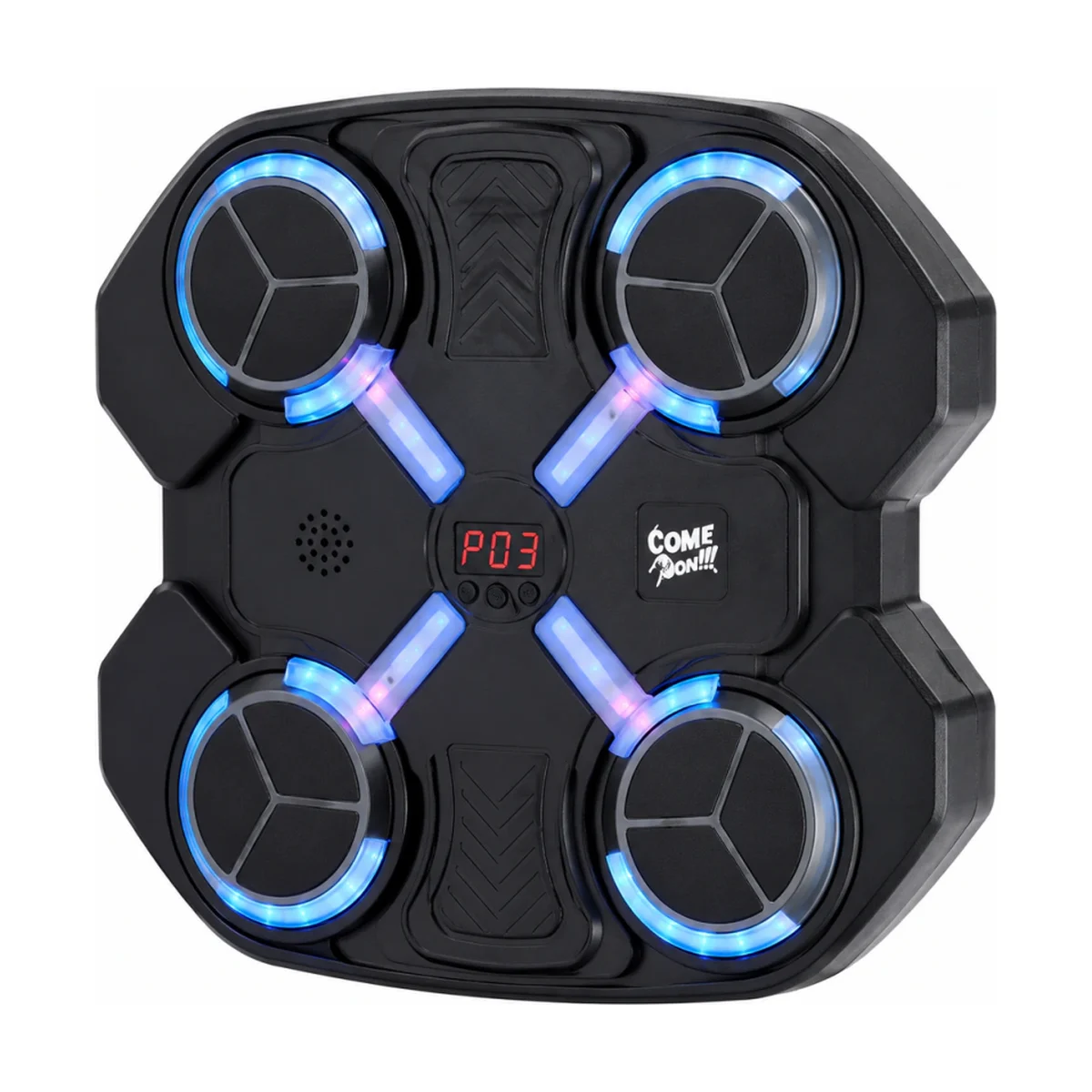 Máquina de boxeo musical negra con luces azules