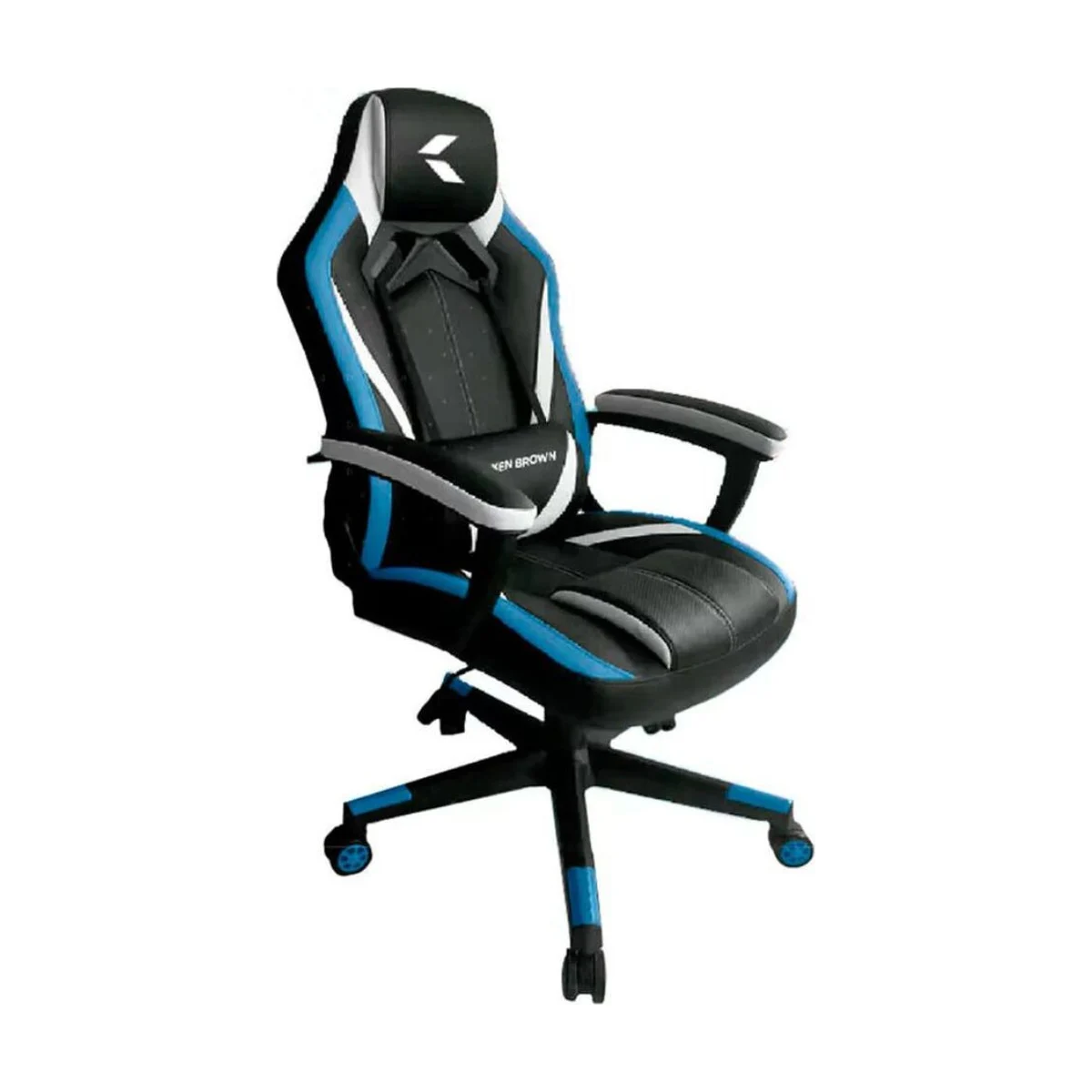 Silla gamer Ken Brown MAG-10 negra, gris y celeste