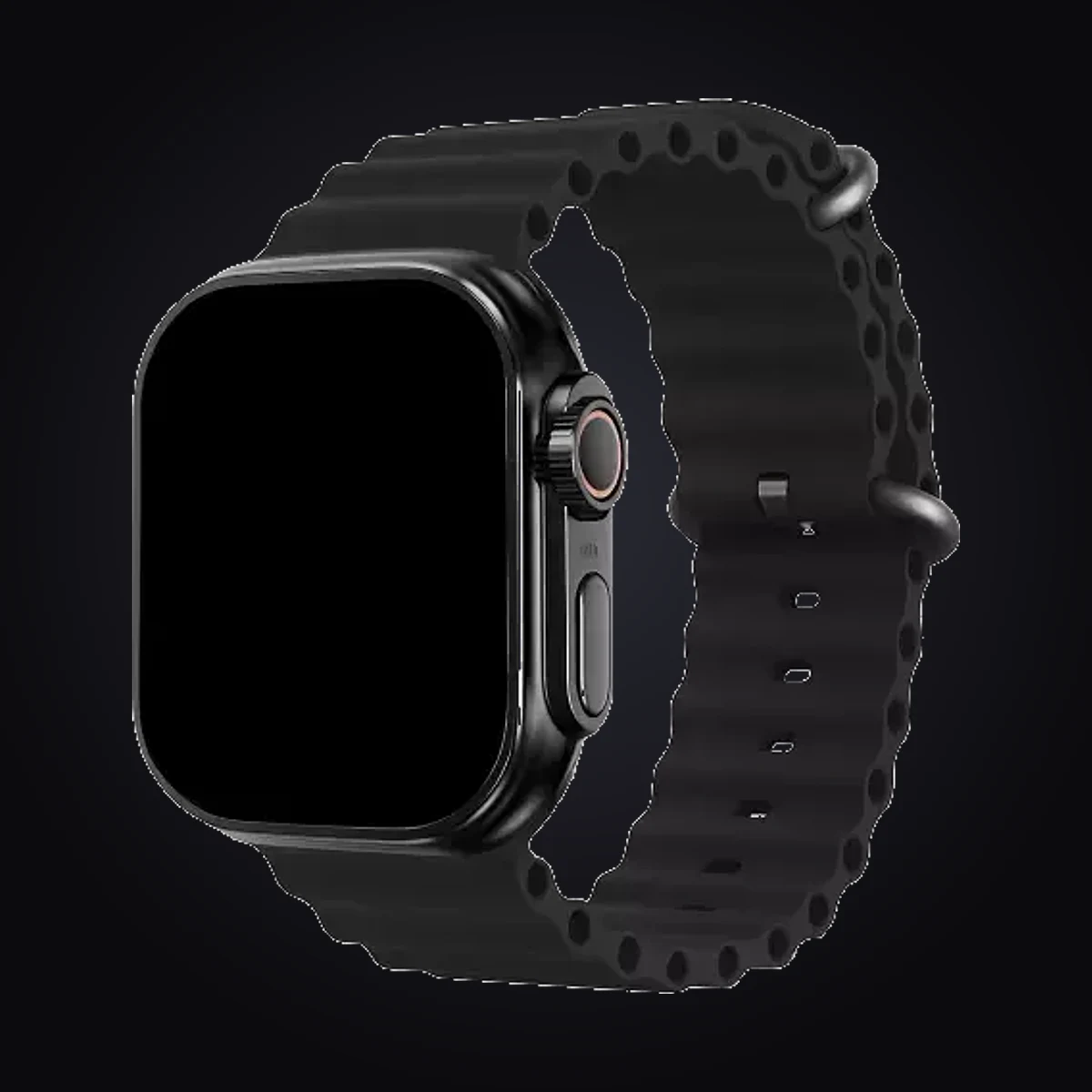 Smartwatch negro con malla deportiva de silicona